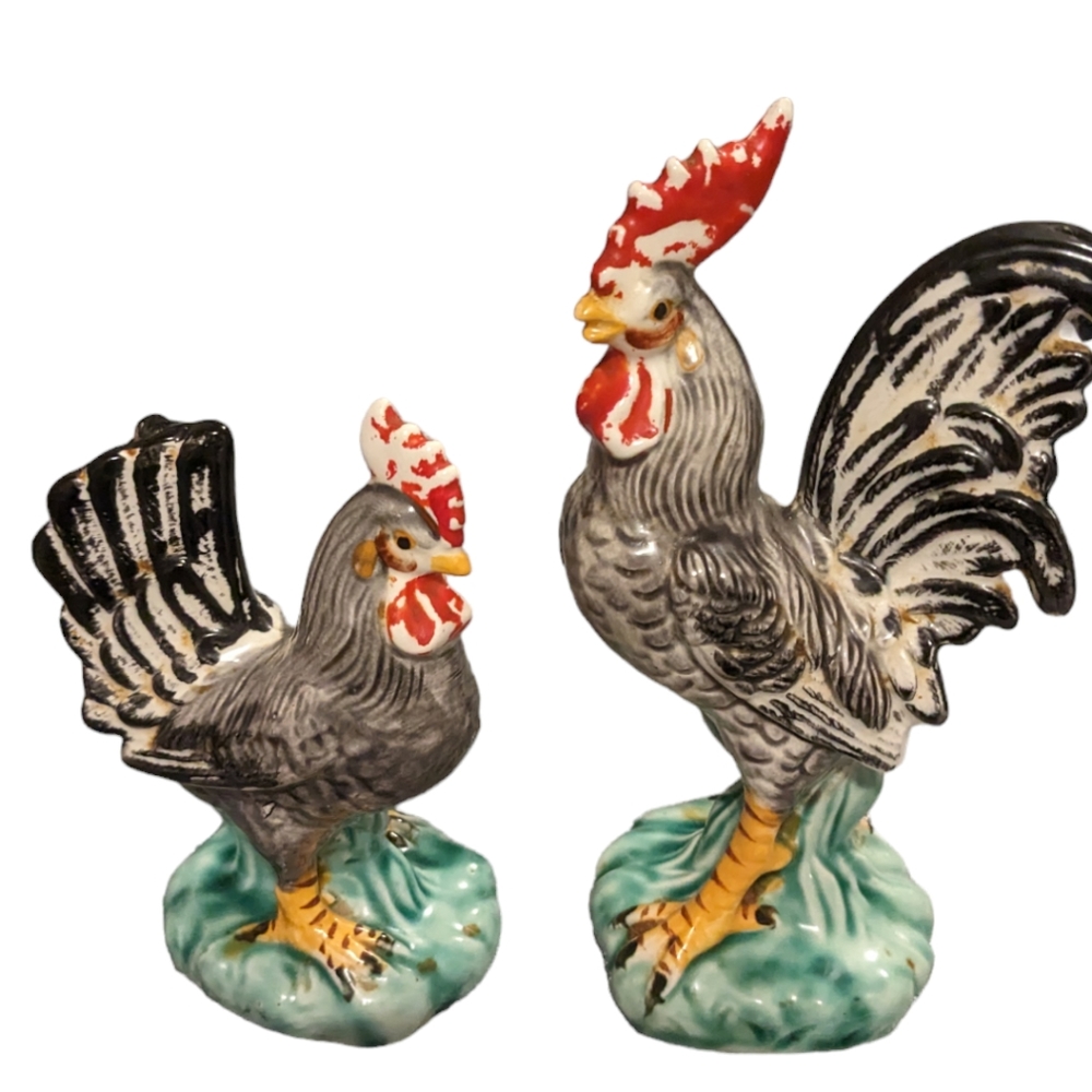 Vintage Gift craft  1950s roosters.  Rare collectible . Good condition. …